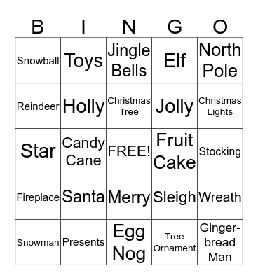 Holiday Bingo Card