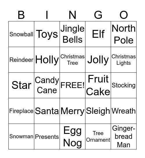 Holiday Bingo Card