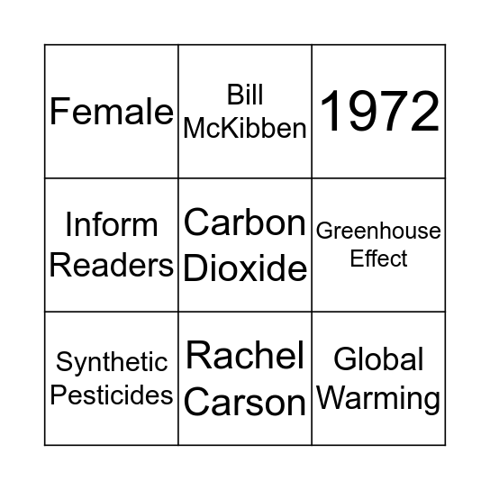 Environmental Bingo Card