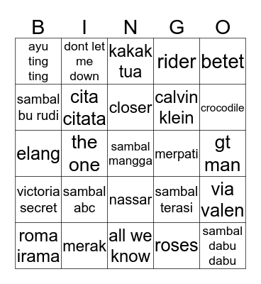 JUNOI Bingo Card