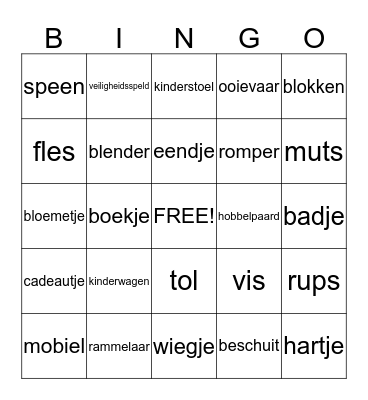 Baby Shower Bingo Card