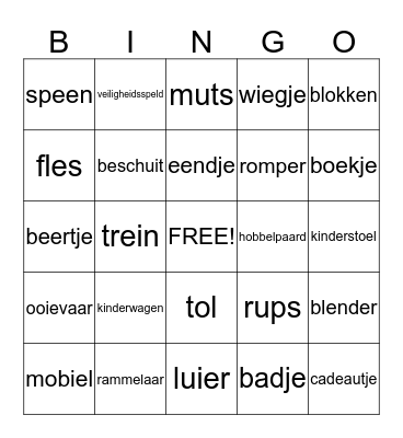 Baby Shower Bingo Card