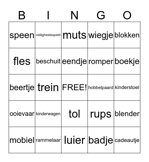 Baby Shower Bingo Card