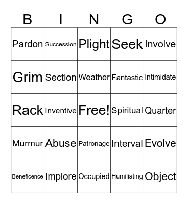 Vocab L3-L7 Review Bingo Card