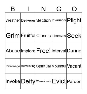 Vocab L3-L7 Review Bingo Card