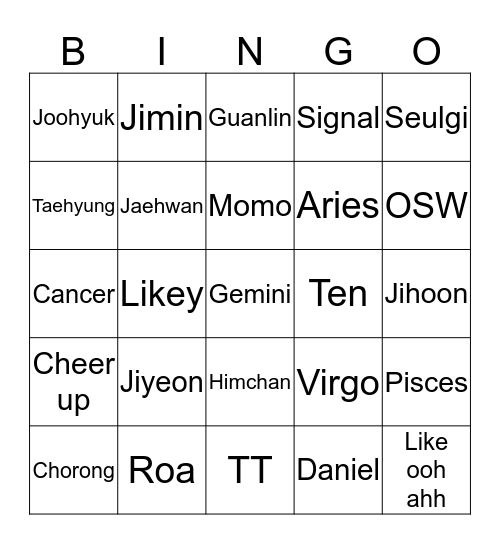 Selin cantik Bingo Card