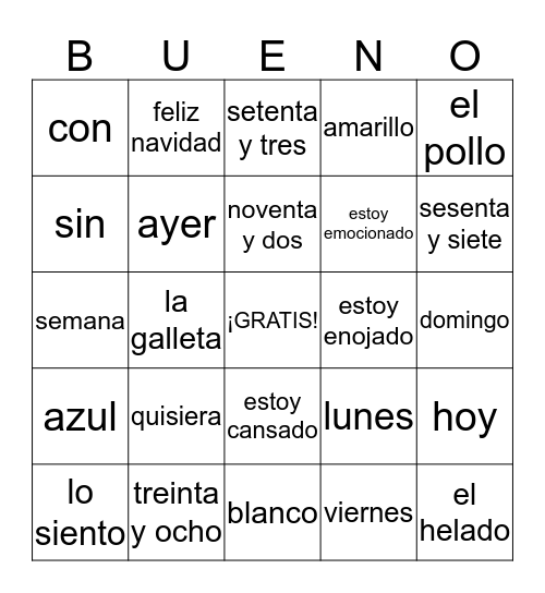 2nd Navidad Bingo Card