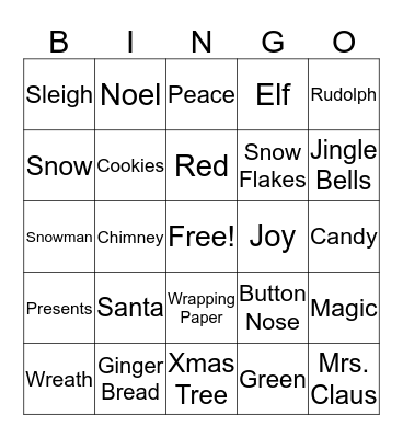 Christmas Bingo Card