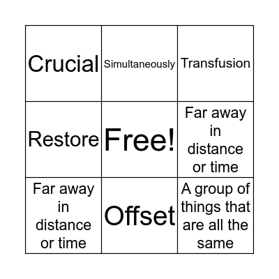 Vocabulary Bingo Card