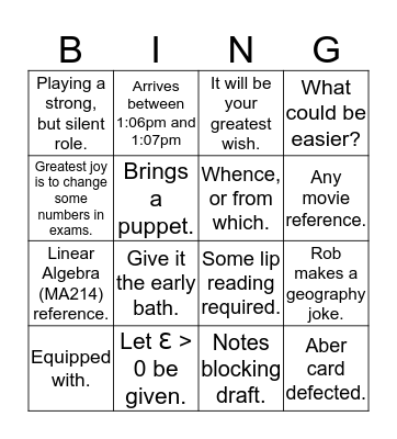 Rob Bingo! Bingo Card