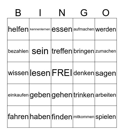 PRESENT PERFECT Bingo Card