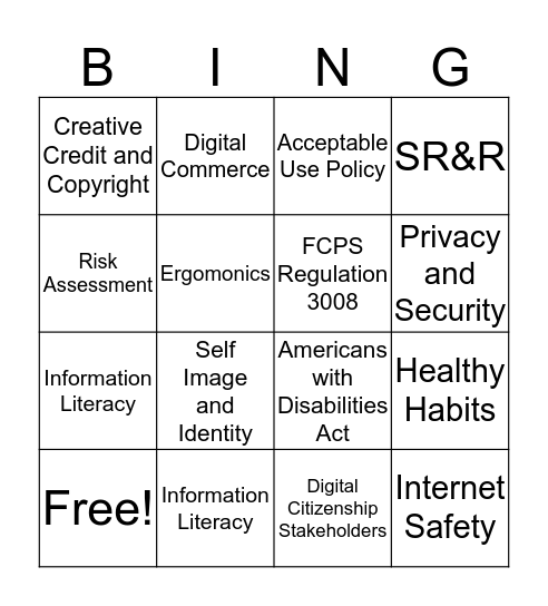 Digital Citizenship ISTE Coaching Standards Bingo Card