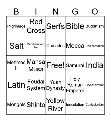 Midterm Review Bingo Card