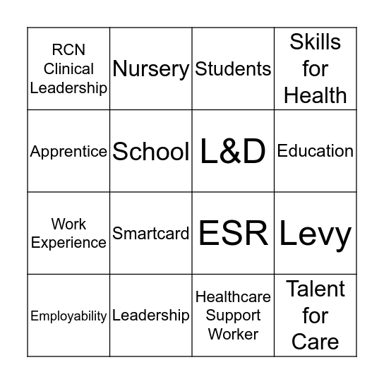 L&D Bingo Card