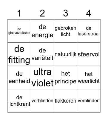 Woordenschatbingo Card