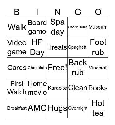 Mom Bingo Card