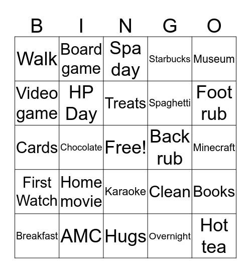 Mom Bingo Card