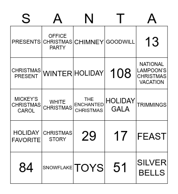 MERRY CHRISTMAS Bingo Card