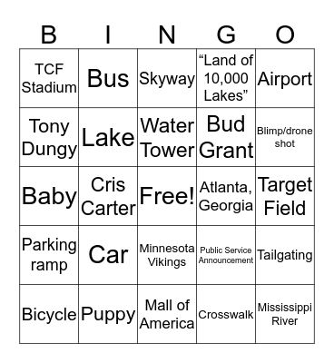 Superbowl Bingo Card