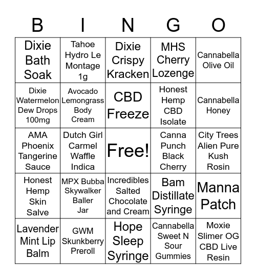 Budtender Bingo! Bingo Card