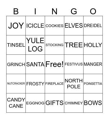 Holiday Bingo again Bingo Card