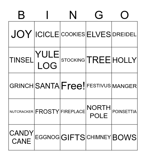 Holiday Bingo again Bingo Card