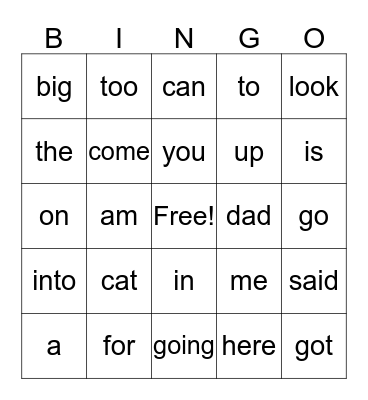 Wesley's Bingo Card