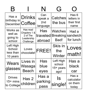 Ice Breaker Bingo Card