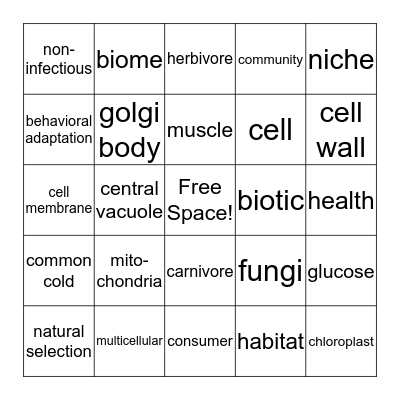 Life Science Bingo I Bingo Card