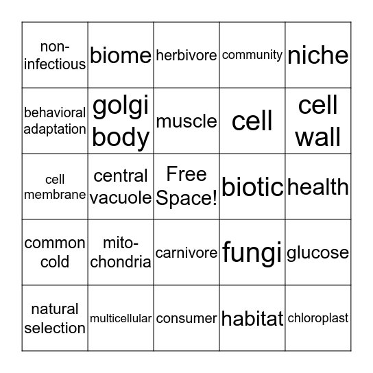 Life Science Bingo I Bingo Card