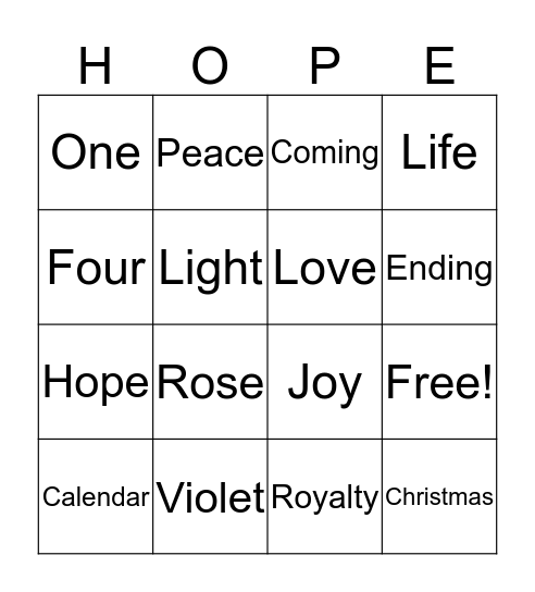 ADVENT BINGO  Bingo Card