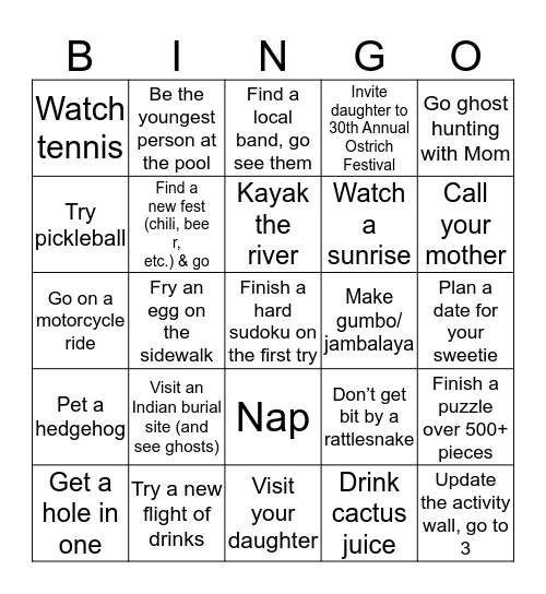 2018 BLACKOUT BINGO Card