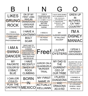 Seattle Indian Health Board Holiday Bingo Card