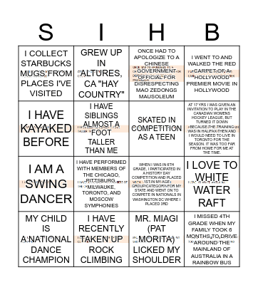 WHO AM I SCAVENGER BINGO Card