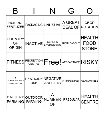 IELTS 5-6.5 UNIT 2 WORDS Bingo Card