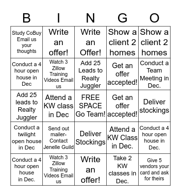 Team M&M Bingo December 2017 Bingo Card