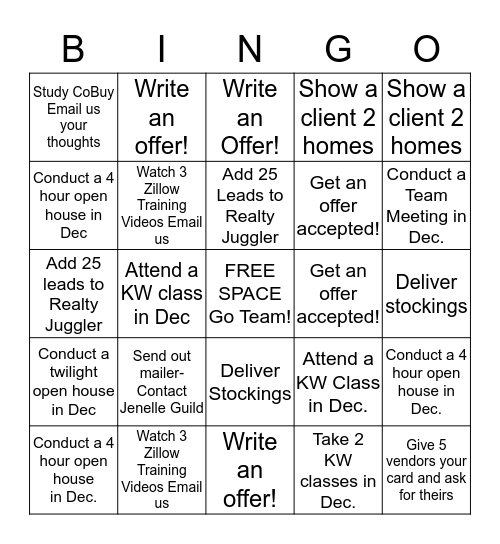 Team M&M Bingo December 2017 Bingo Card