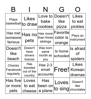 FIND SOMEONE WHO... Bingo Card