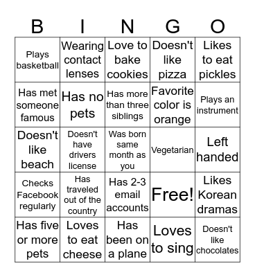 FIND SOMEONE WHO... Bingo Card