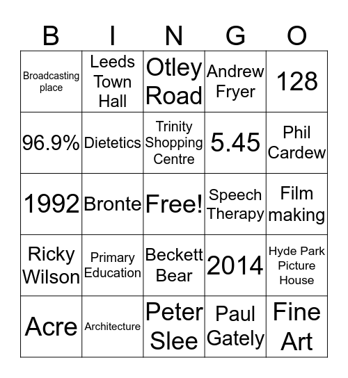 Beckett Bingo  Bingo Card