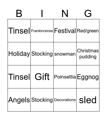 Christmas Bingo Card