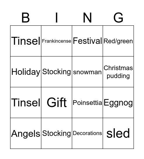 Christmas Bingo Card