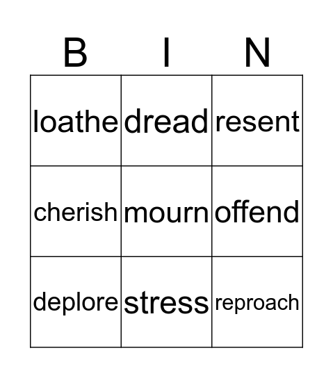Thinking and feeling  Bingo Card