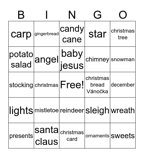 christmas Bingo Card