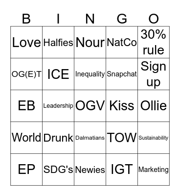 AIESEC BINGO Card