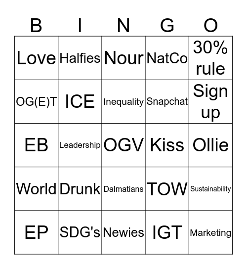 AIESEC BINGO Card