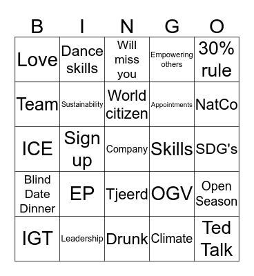 AIESEC BINGO Card