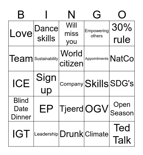 AIESEC BINGO Card