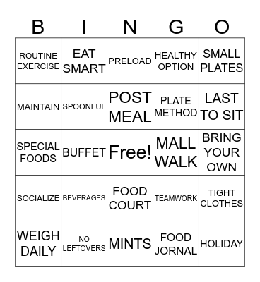 HEALTHY HOLIDAYS Bingo Card