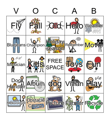 N2Y Vocabulary Bingo Card